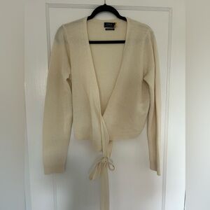 Polo by Ralph Lauren Cream Knit Tie-Front Cardigan